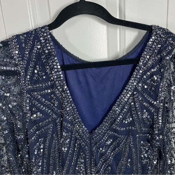 Aidan Mattox Beaded Cocktail Dress Long Sleeve Size Women's 14 - Picture 14 of 15